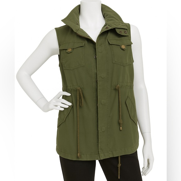 Pleione Utility Military-Green Cotton Vest – Size S - Picture 4 of 9